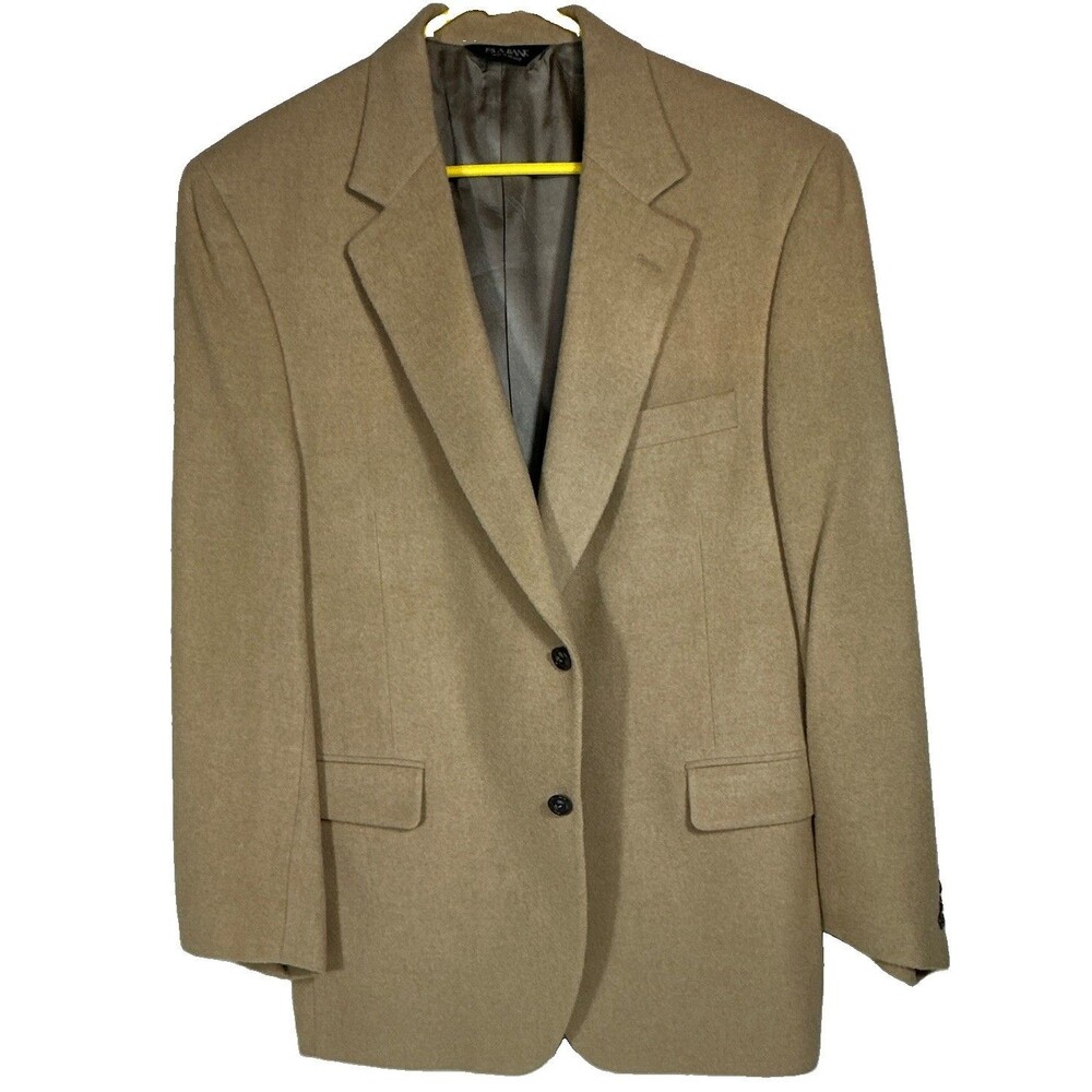 Jos. A. Bank Tan Camel Hair Blazer 2 Button Notch Lapel 44R Pockets
